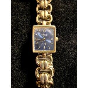 Victoria Rhein Square Blue Dial Women’s Watch Gold Tone Size 6.5 Broken Band